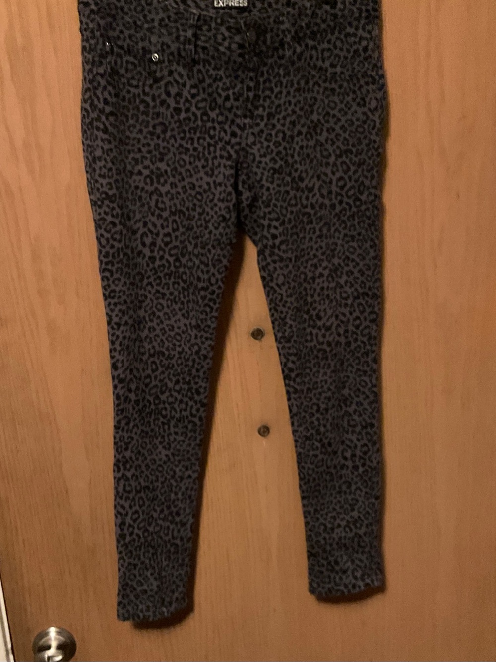 Express Girls' Black & Dark Gray Leopard Print Skinny Jeans